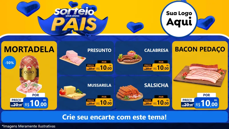 Modelo de TV para TV Horizontal com o tema Sorteio Dia dos Pais para Frios e Laticínios