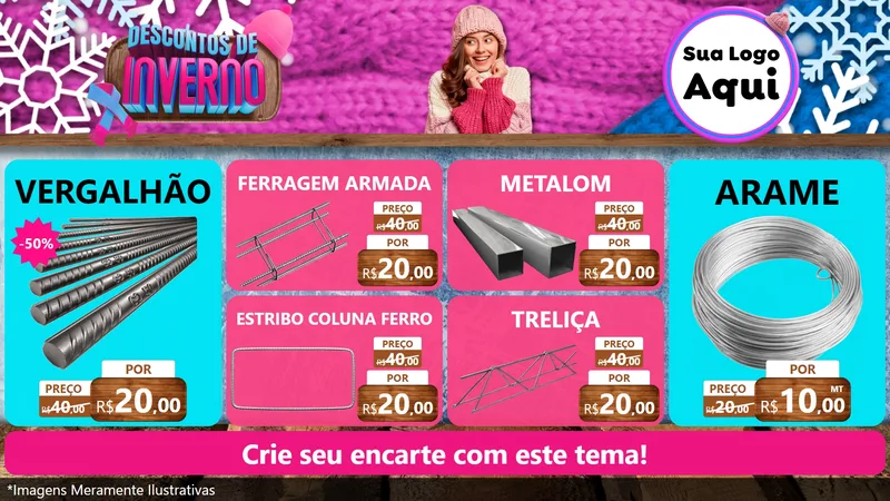 Modelo de TV para TV Horizontal com o tema Descontos de Inverno para Ferragens