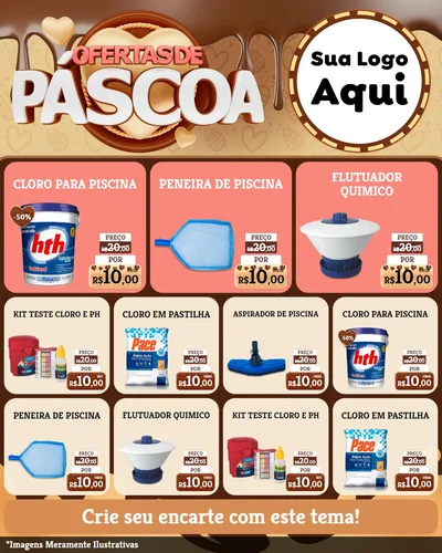Modelo de Rede Social para Feed Instagram com o tema Ofertas de Páscoa para Produtos para Piscina