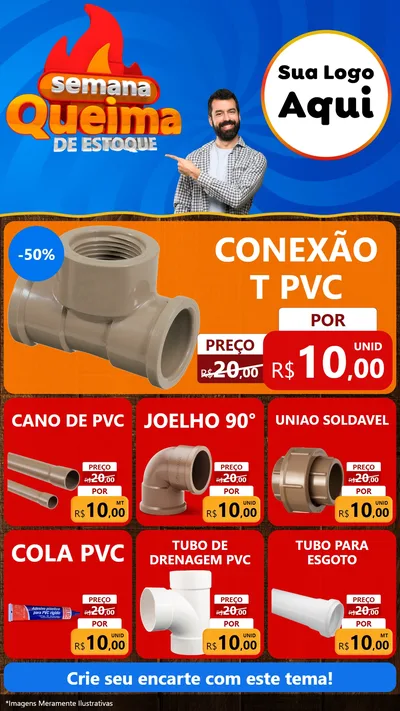 Modelo de Rede Social para Stories com o tema Semana Queima de Estoque para Tubos e conexões