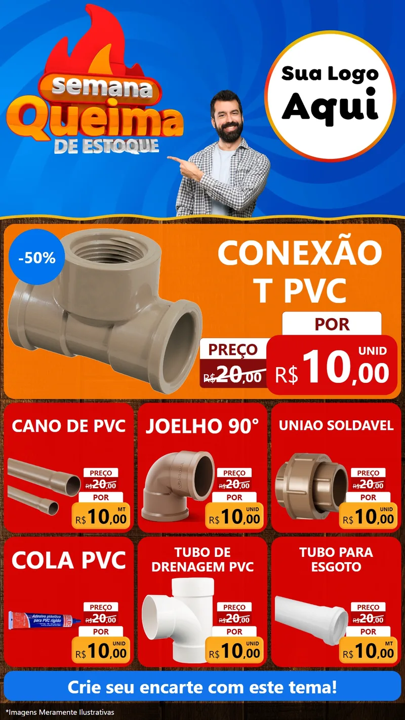 Modelo de Rede Social para Stories com o tema Semana Queima de Estoque para Tubos e conexões