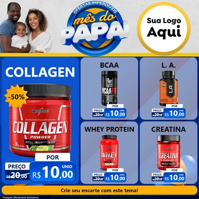 Modelo de Rede Social para Feed Facebook com o tema Ofertas Imperdíveis Mês Do Papai para Suplementos alimentares
