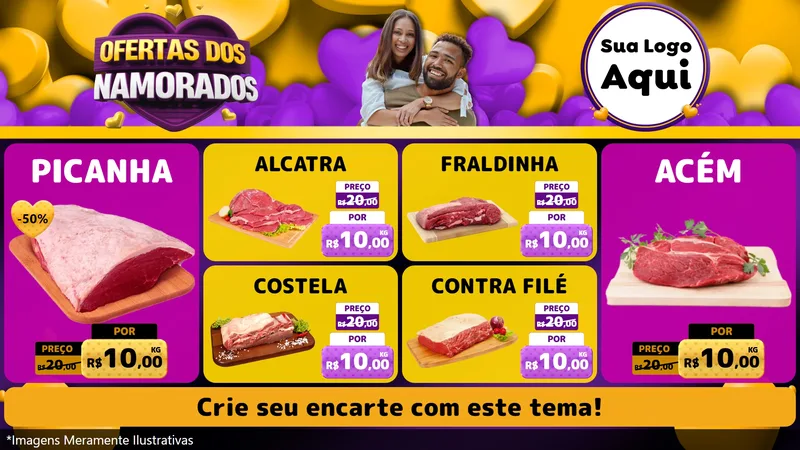Modelo de TV para TV Horizontal com o tema Oferta Dos Namorados para Açougue