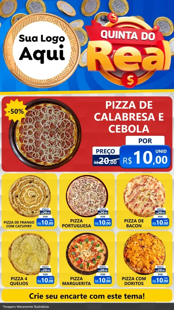 Modelo de Rede Social para Stories com o tema Quinta do Real para Pizzaria