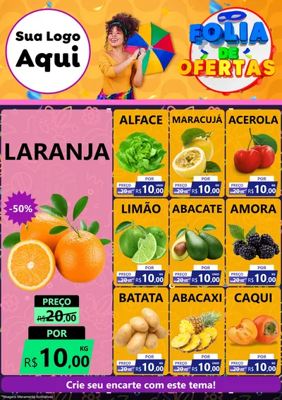 Modelo de Encarte para Encarte A4 Vertical com o tema Folia de Ofertas para Hortifrúti