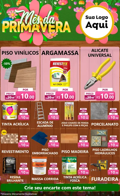 Modelo de Encarte para Encarte Grande com o tema Mês da Primavera para Material para Construção
