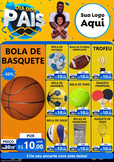 Modelo de Encarte para Encarte A4 Vertical com o tema Dia dos Pais para Artigos Esportivos