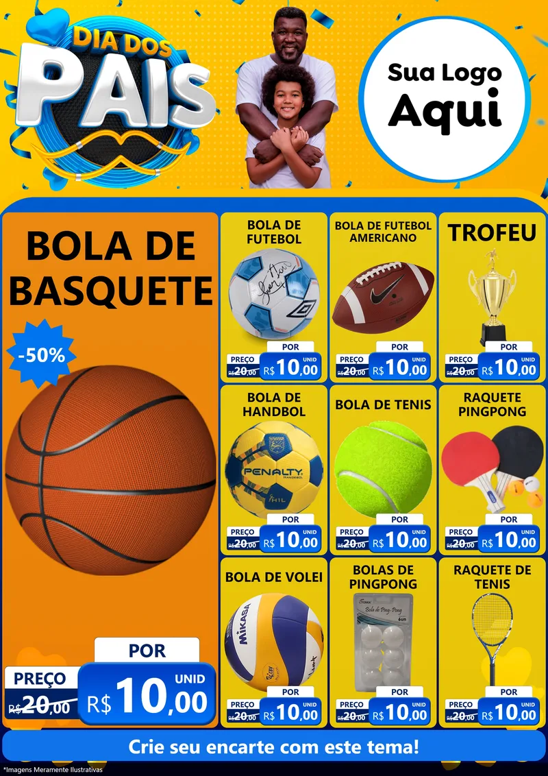 Modelo de Encarte para Encarte A4 Vertical com o tema Dia dos Pais para Artigos Esportivos