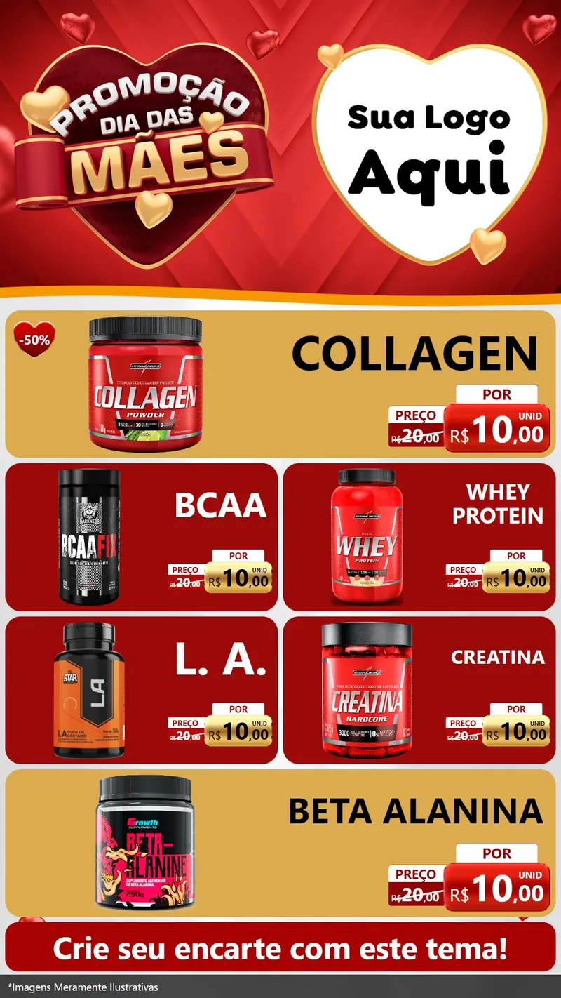 Modelo de TV para TV Vertical com o tema Promoção Dia das Mães para Suplementos alimentares