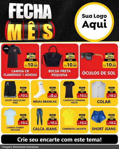 Modelo de Rede Social para Feed Instagram com o tema Fecha Mês para Roupas e acessórios