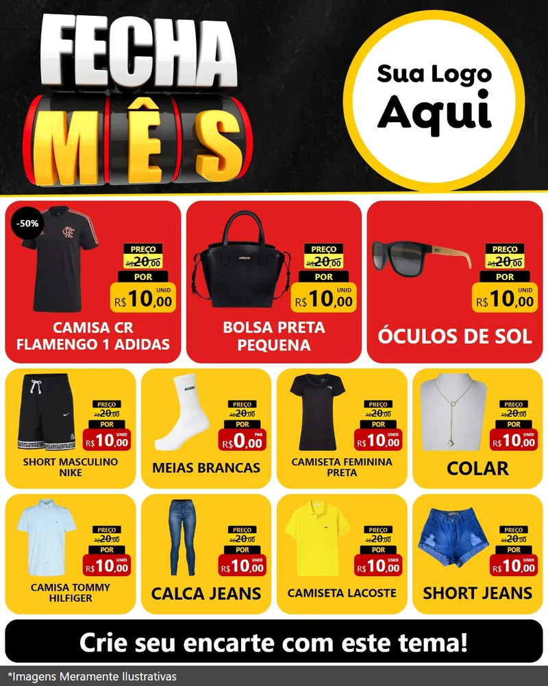 Modelo de Rede Social para Feed Instagram com o tema Fecha Mês para Roupas e acessórios
