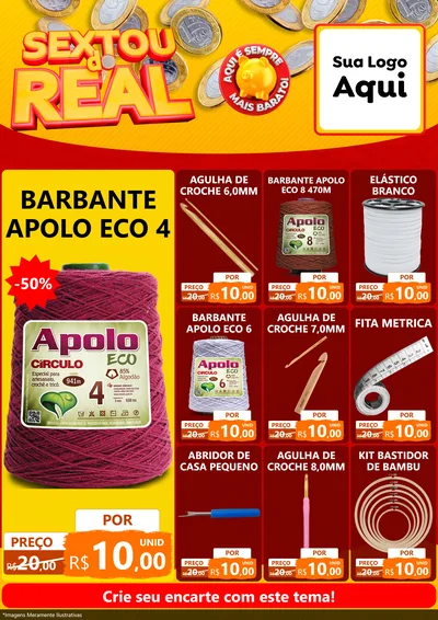 Modelo de Encarte para Encarte A4 Vertical com o tema Sextou do Real para Armarinho e Aviamentos