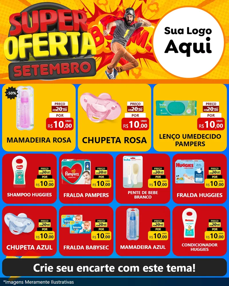 Modelo de Rede Social para Feed Instagram com o tema Super Oferta Setembro para Bebês