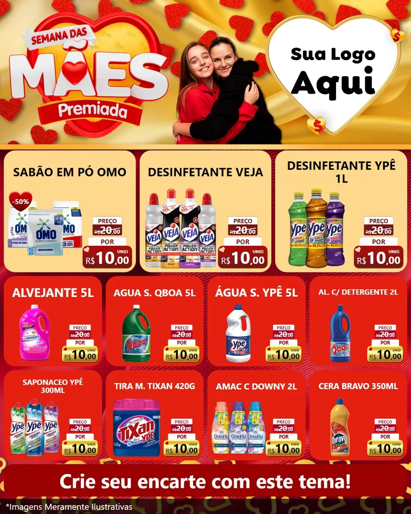 Modelo de Rede Social para Feed Instagram com o tema Semana das Mães Premiada para Produtos de Limpeza