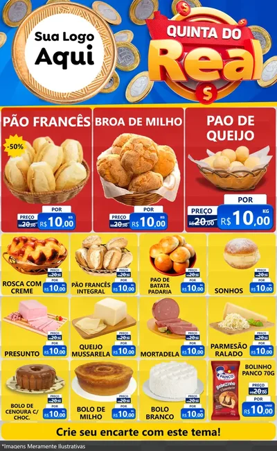 Modelo de Encarte para Encarte Grande com o tema Quinta do Real para Padaria