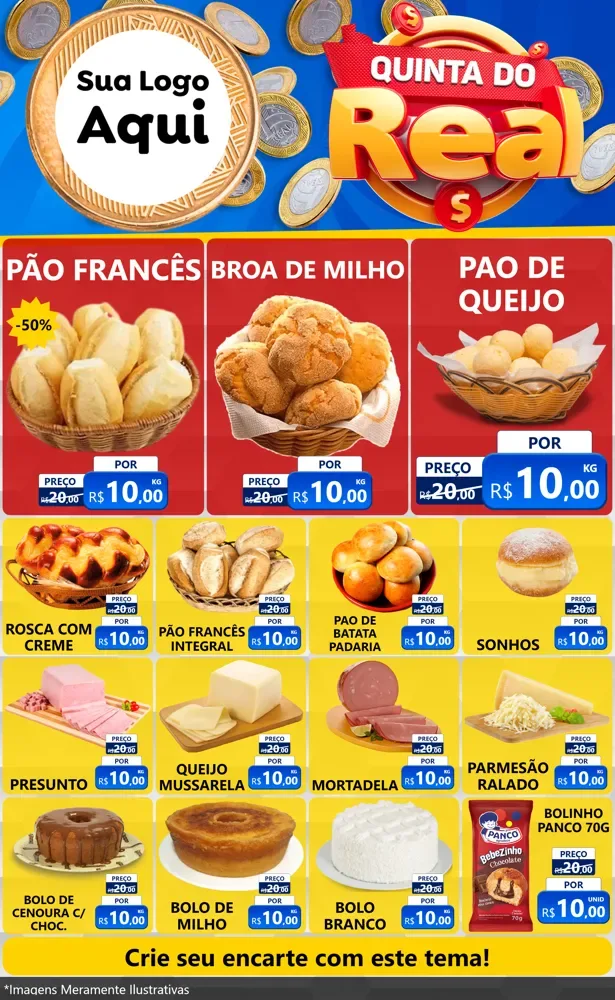 Modelo de Encarte para Encarte Grande com o tema Quinta do Real para Padaria