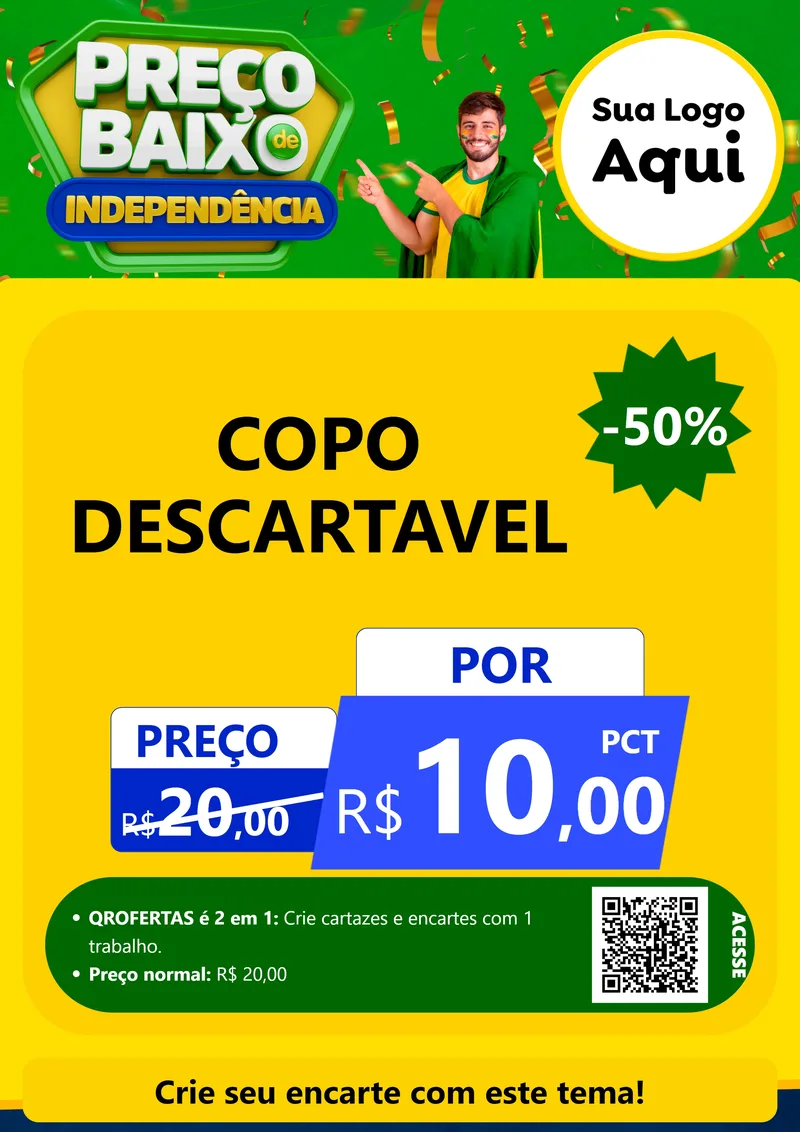 Modelo de Cartaz para Cartaz A4 Vertical com o tema Preço Baixo de Independência para Embalagens