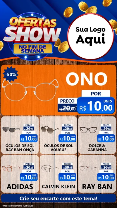 Modelo de Rede Social para Stories com o tema Ofertas Show No Fim De Semana para Óticas
