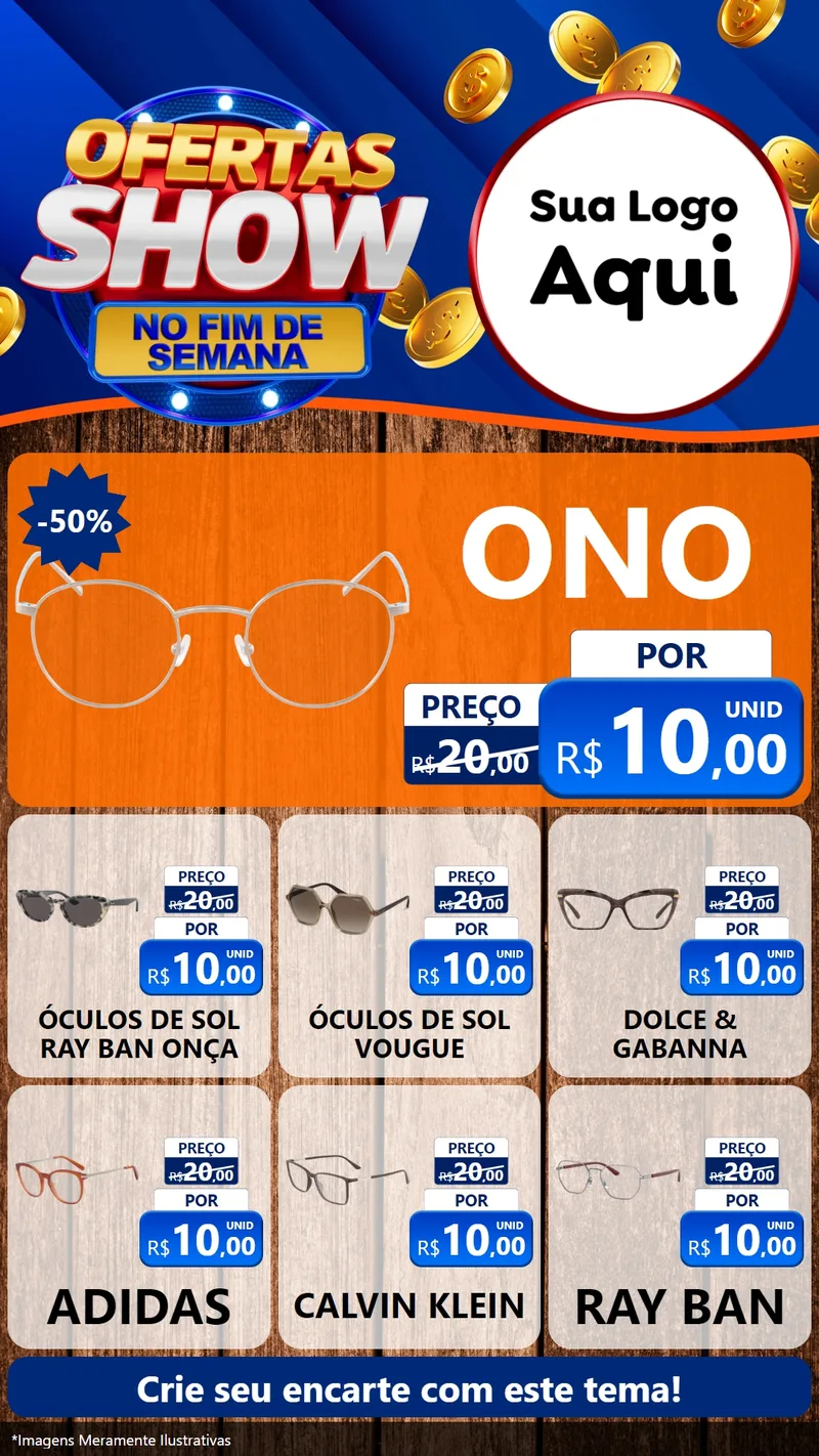 Modelo de Rede Social para Stories com o tema Ofertas Show No Fim De Semana para Óticas