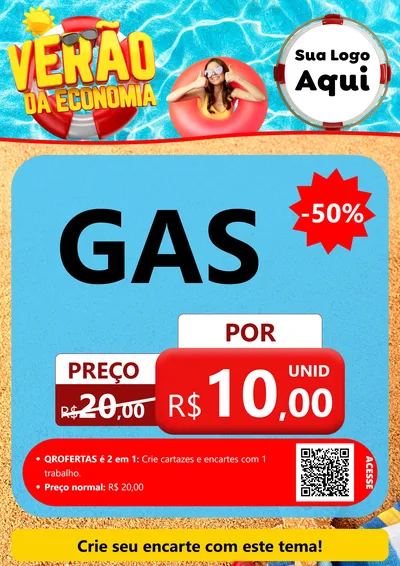Modelo de Cartaz para Cartaz A4 Vertical com o tema Verão da Economia para Água e gás