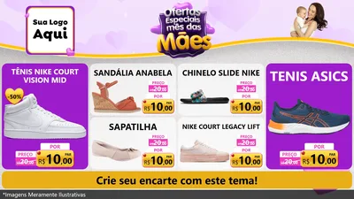 Modelo de TV para TV Horizontal com o tema Ofertas Especiais - Mês das Mães para Calçados