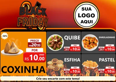 Modelo de Encarte para Encarte A4 Horizontal com o tema Black Friday para Salgadaria