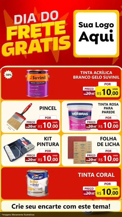 Modelo de TV para TV Vertical com o tema Dia do Frete Grátis para Tintas e Ferramentas