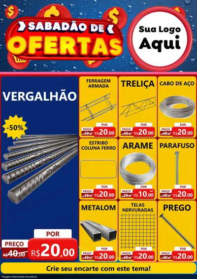 Modelo de Encarte para Encarte A4 Vertical com o tema Sabadão de Ofertas para Ferragens