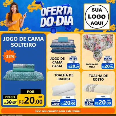 Modelo de Rede Social para Feed Facebook com o tema Oferta do Dia para Cama, Mesa e Banho