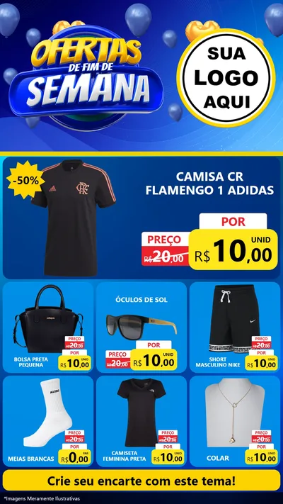 Modelo de Rede Social para Stories com o tema Ofertas de Fim de Semana para Roupas e acessórios