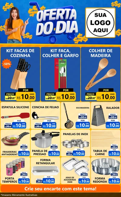 Modelo de Encarte para Encarte Grande com o tema Oferta do Dia para Utilidades Domésticas