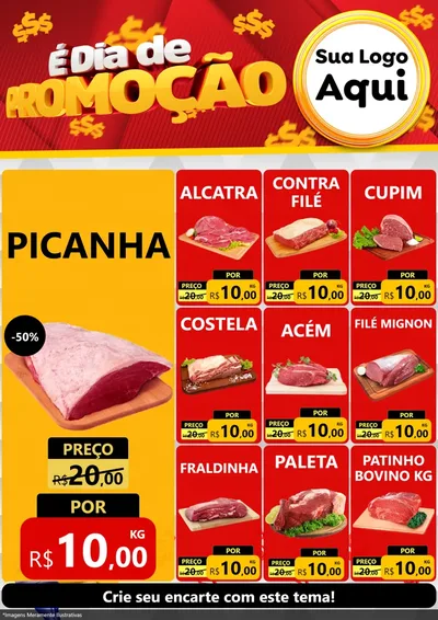 Modelo de Encarte para Encarte A4 Vertical com o tema É Dia De Promoção para Açougue