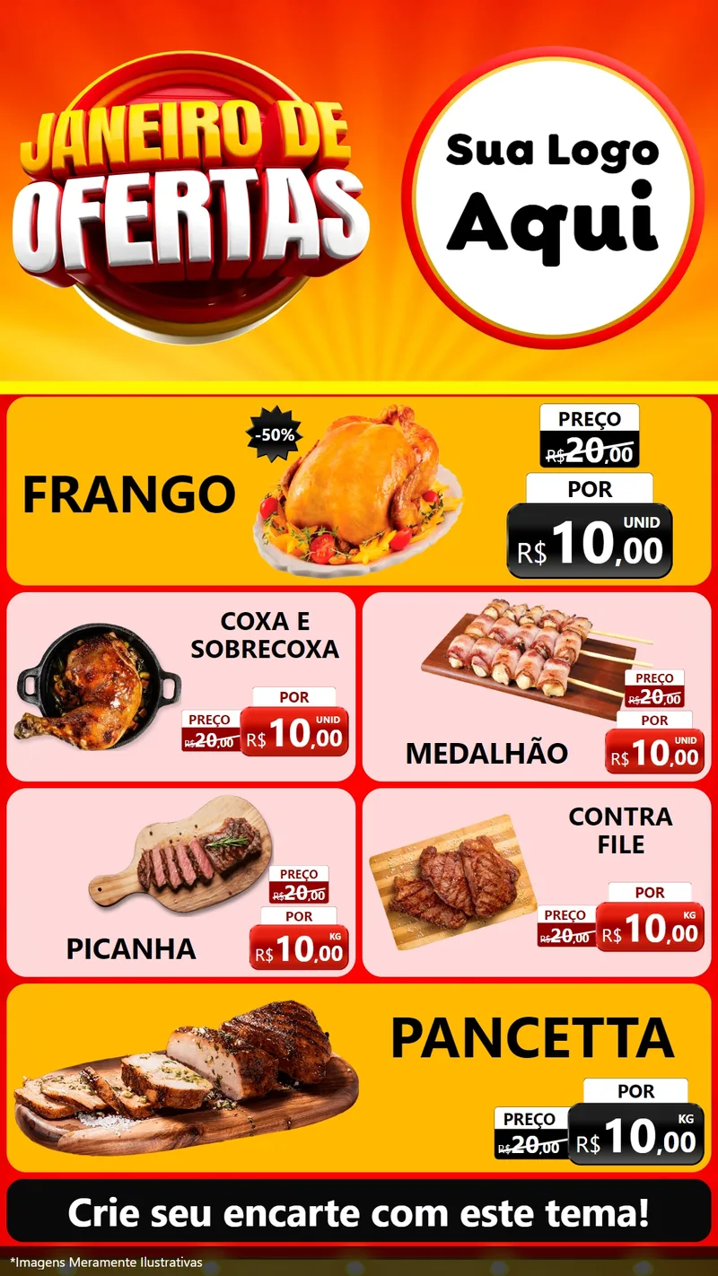 Modelo de TV para TV Vertical com o tema Janeiro de Ofertas para Assados