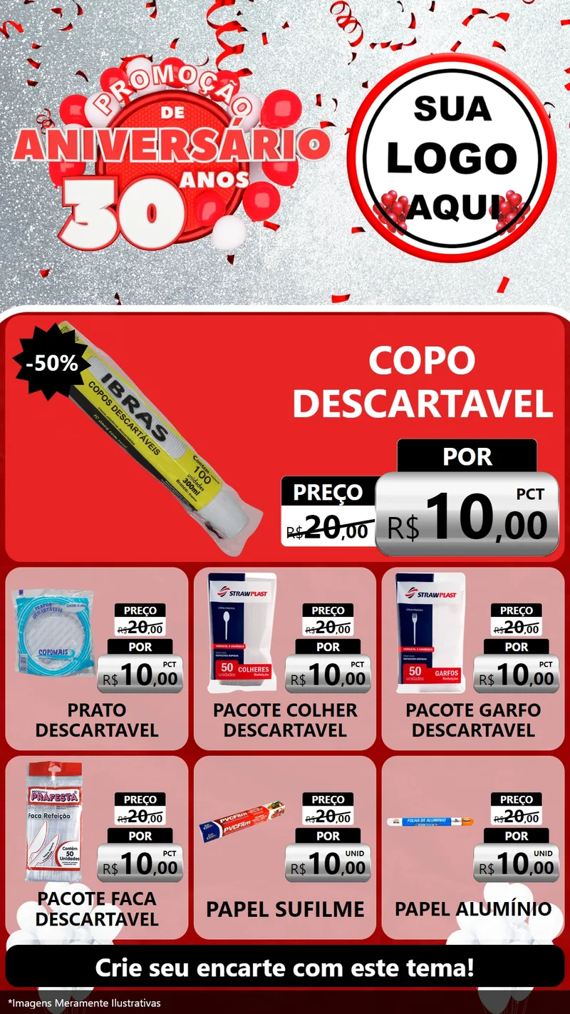 Modelo de Rede Social para Stories com o tema Promoção de Aniversário - 30 Anos para Embalagens