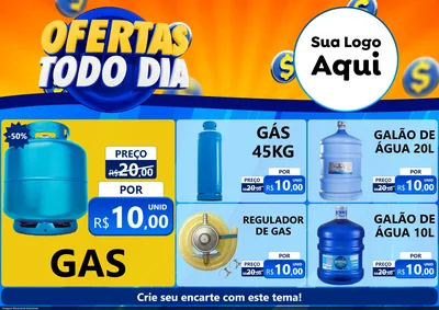 Modelo de Encarte para Encarte A4 Horizontal com o tema Ofertas Todo Dia para Água e gás