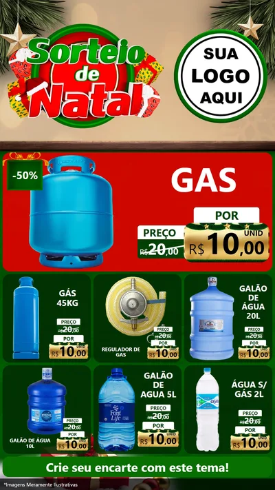 Modelo de Rede Social para Stories com o tema Sorteio de Natal para Água e gás