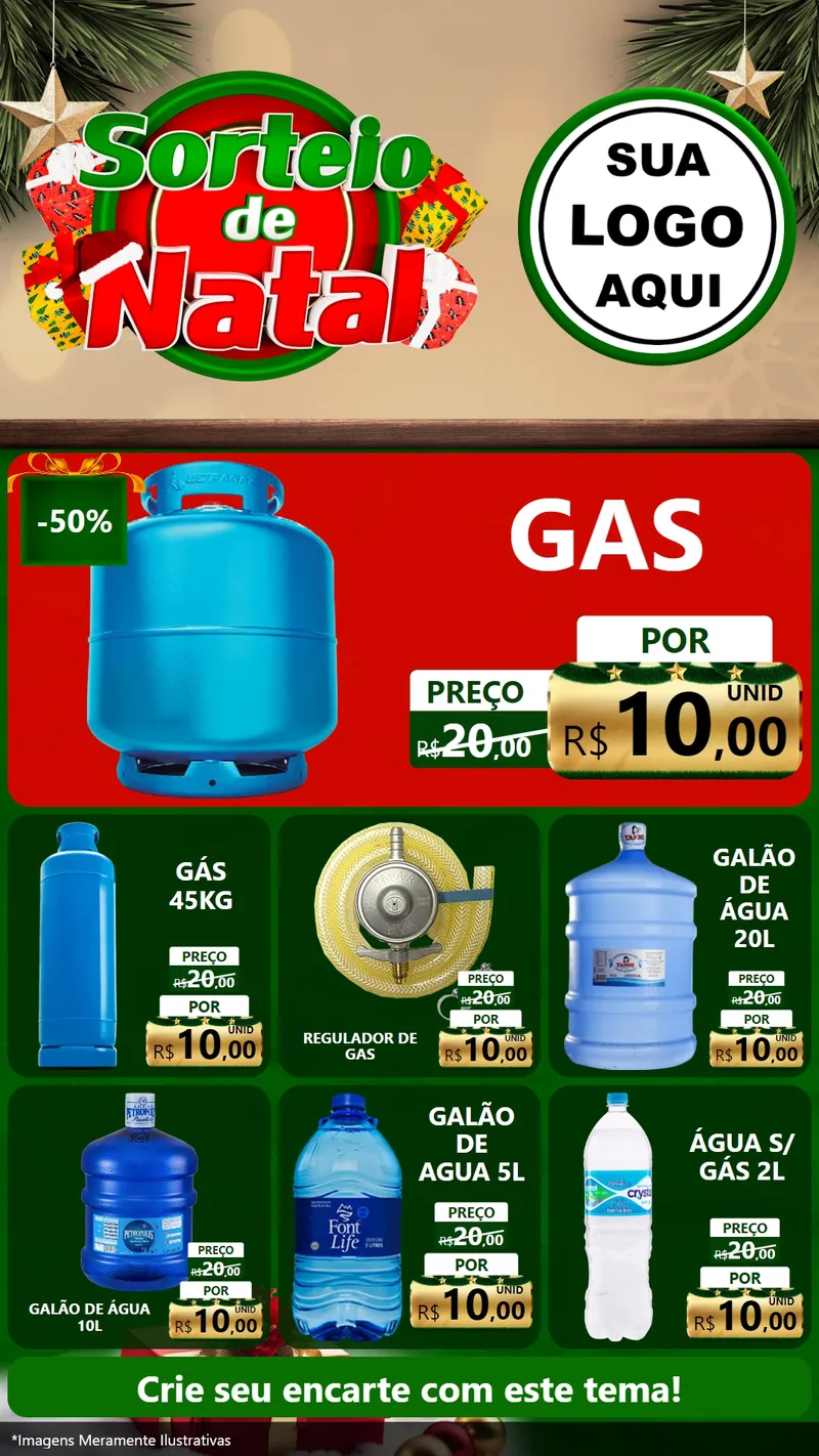 Modelo de Rede Social para Stories com o tema Sorteio de Natal para Água e gás