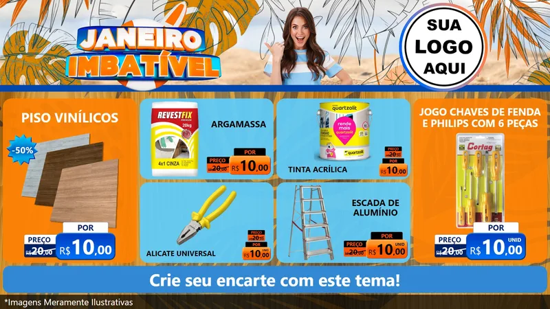 Modelo de TV para TV Horizontal com o tema Janeiro Imbatível para Material para Construção