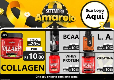 Modelo de Encarte para Encarte A4 Horizontal com o tema Setembro Amarelo para Suplementos alimentares