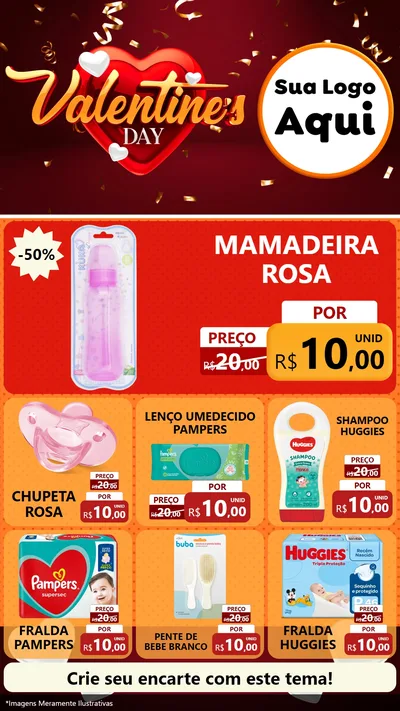 Modelo de Rede Social para Stories com o tema Valentine's Day para Bebês
