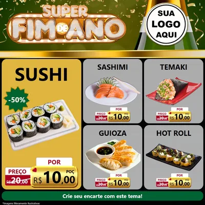 Modelo de Rede Social para Feed Facebook com o tema Super Fim de Ano para Comida japonesa