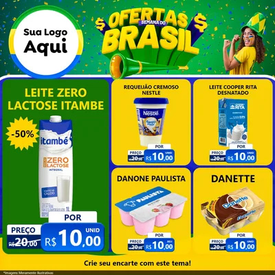 Modelo de Rede Social para Feed Facebook com o tema Ofertas Semana do Brasil para Frios e Laticínios