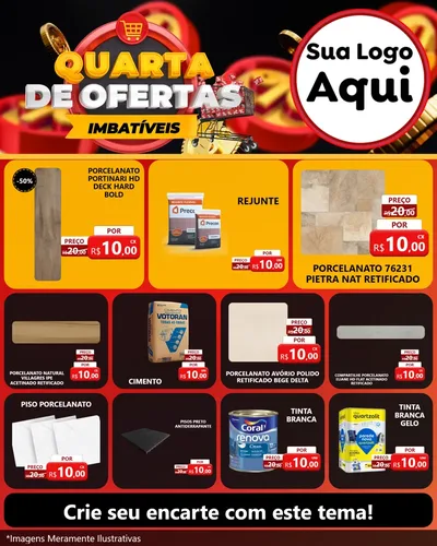 Modelo de Rede Social para Feed Instagram com o tema Quarta de Ofertas Imbatíveis para Pisos e revestimentos