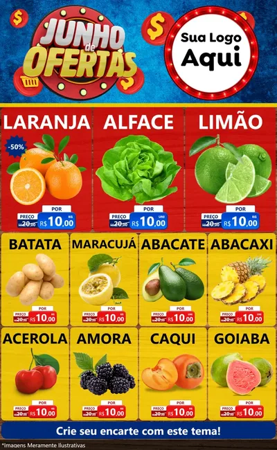 Modelo de Encarte para Encarte Grande com o tema Junho de Ofertas para Hortifrúti