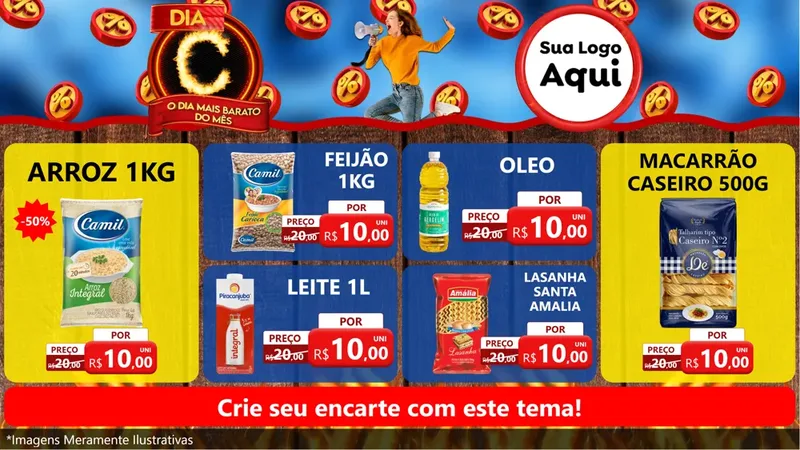 Modelo de TV para TV Horizontal com o tema Dia C - O Dia Mais Barato Do Mês para Supermercado