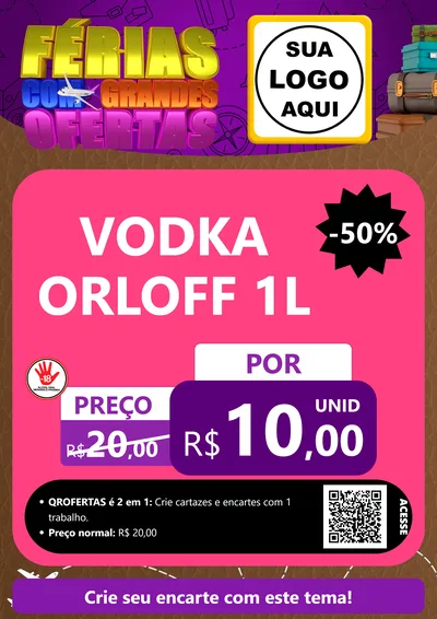 Modelo de Cartaz para Cartaz A4 Vertical com o tema Férias com Grandes Ofertas para Distribuidora de bebidas