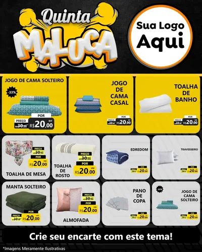 Modelo de Rede Social para Feed Instagram com o tema Quinta Maluca para Cama, Mesa e Banho