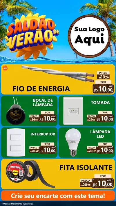 Modelo de TV para TV Vertical com o tema Saldão de Verão para Materiais Elétricos