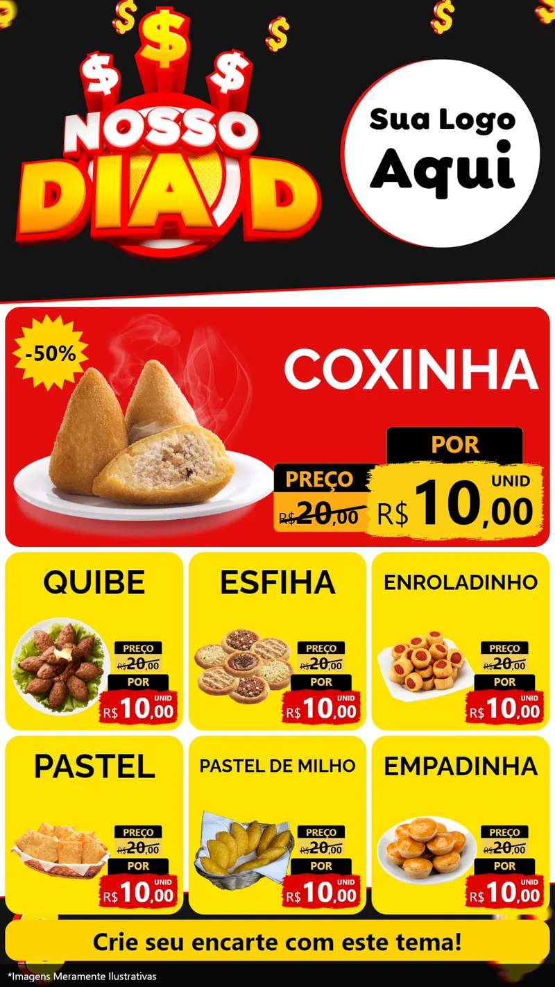 Modelo de Rede Social para Stories com o tema Nosso Dia D para Salgadaria