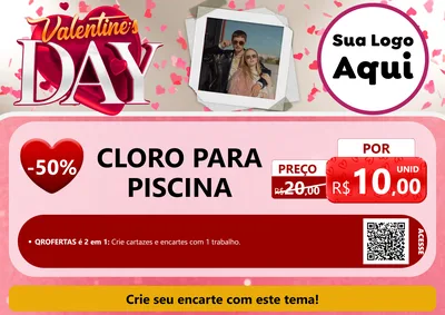 Modelo de Cartaz para Cartaz A4 Horizontal com o tema Valentine's Day para Produtos para Piscina